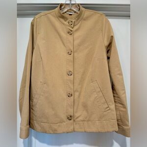 J. Jill Women’s  Tan Khaki Button-Front Stand Collar Jacket Size S